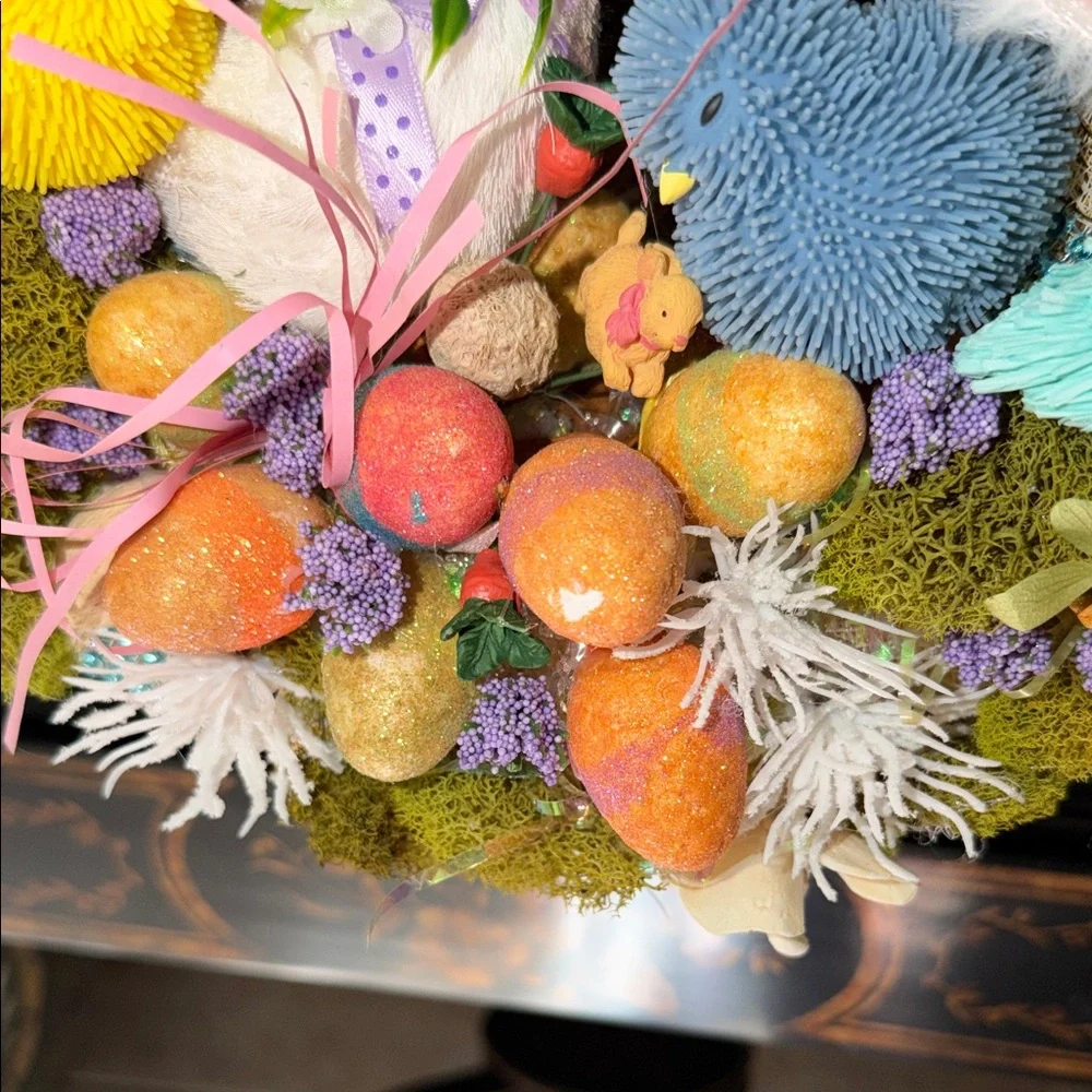 Colorful Easter Wreath with Plush Accents